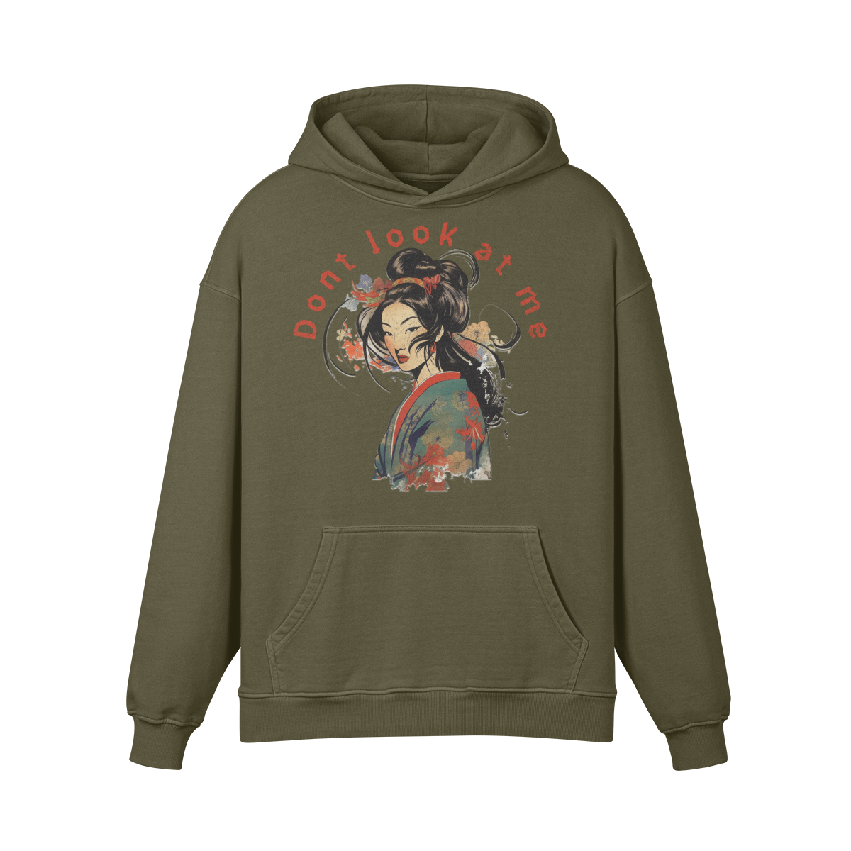 Premium Hoodie washed out look "Geisha" print - ASIA-Shirts