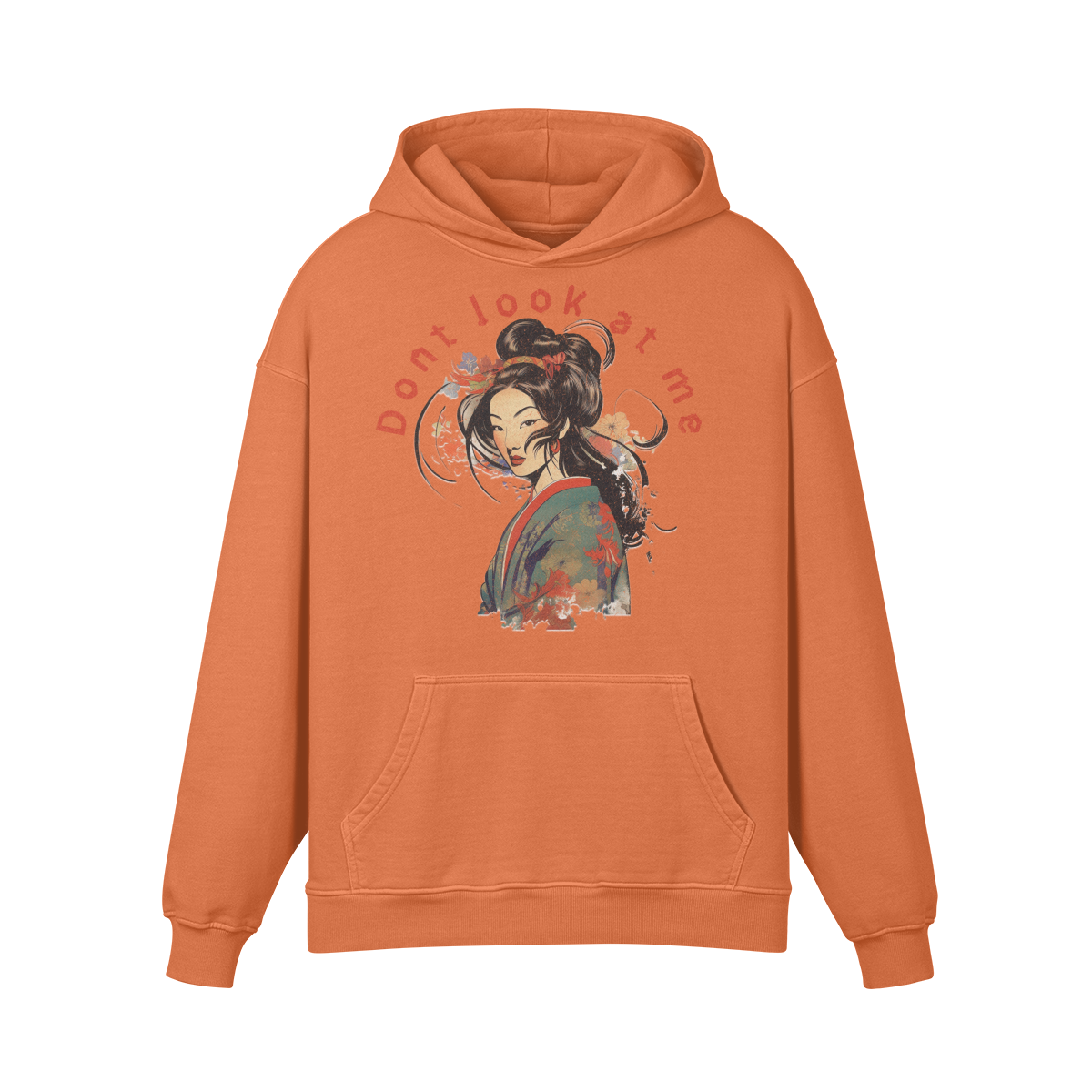 Premium Hoodie washed out look "Geisha" print - ASIA-Shirts