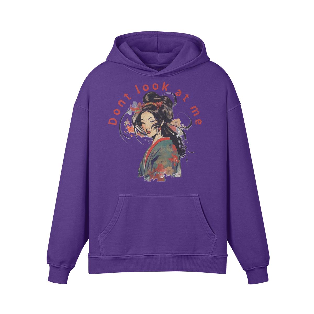 Premium Hoodie washed out look "Geisha" print - ASIA-Shirts