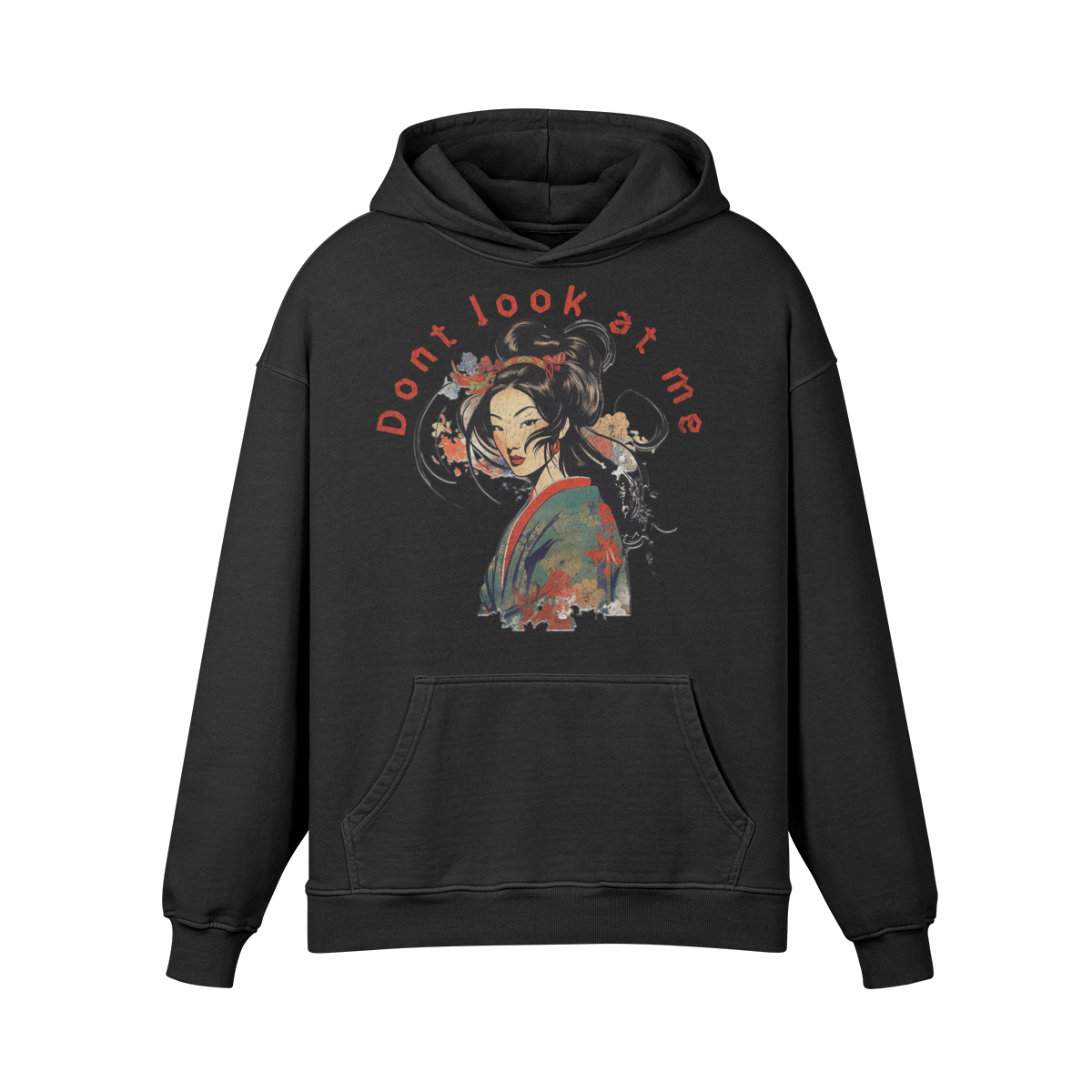 Premium Hoodie washed out look "Geisha" print - ASIA-Shirts
