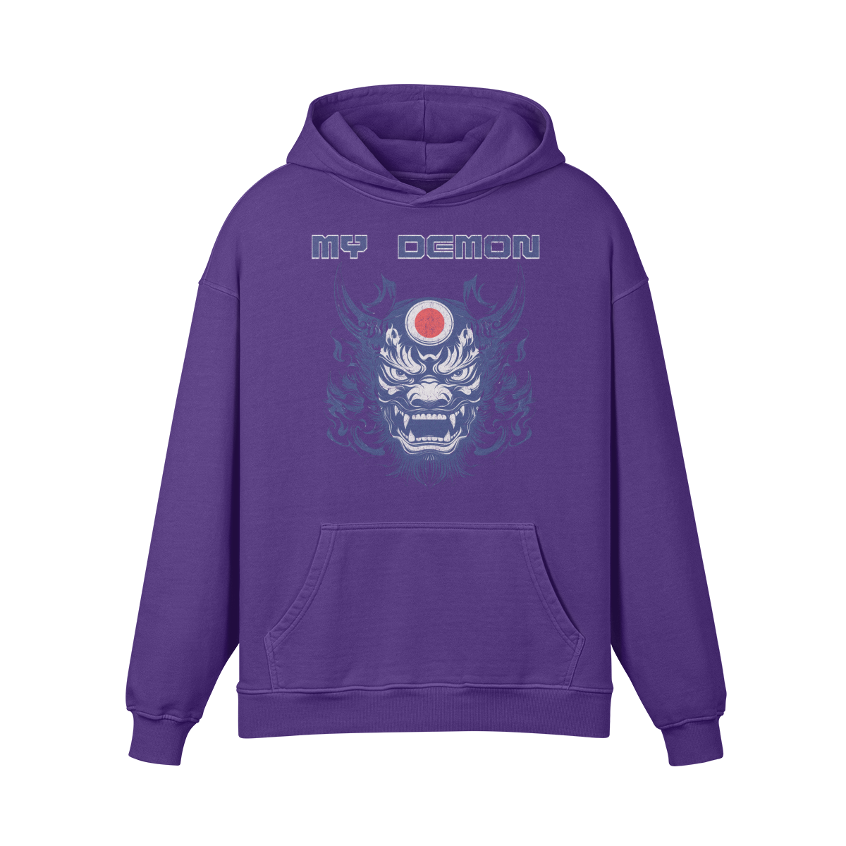 Premium Hoodie washed out look mit Oni Mask print "My Demon" - ASIA-Shirts