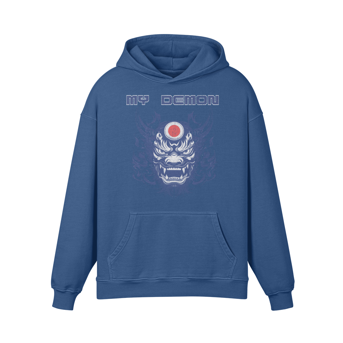 Premium Hoodie washed out look mit Oni Mask print "My Demon" - ASIA-Shirts