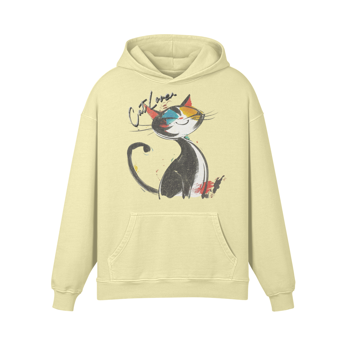 Premium Hoodie washed out look Katzen print "Cat Lover" - ASIA-Shirts