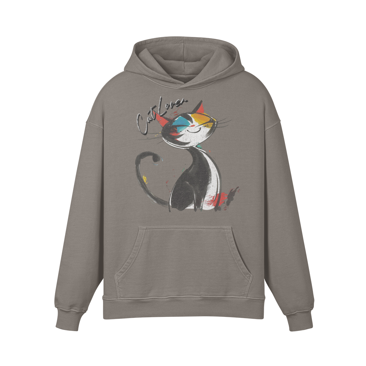 Premium Hoodie washed out look Katzen print "Cat Lover" - ASIA-Shirts