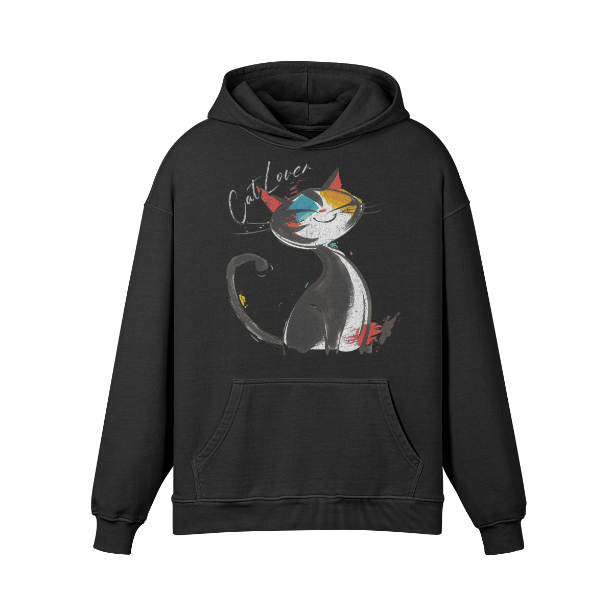 Premium Hoodie washed out look Katzen print "Cat Lover" - ASIA-Shirts