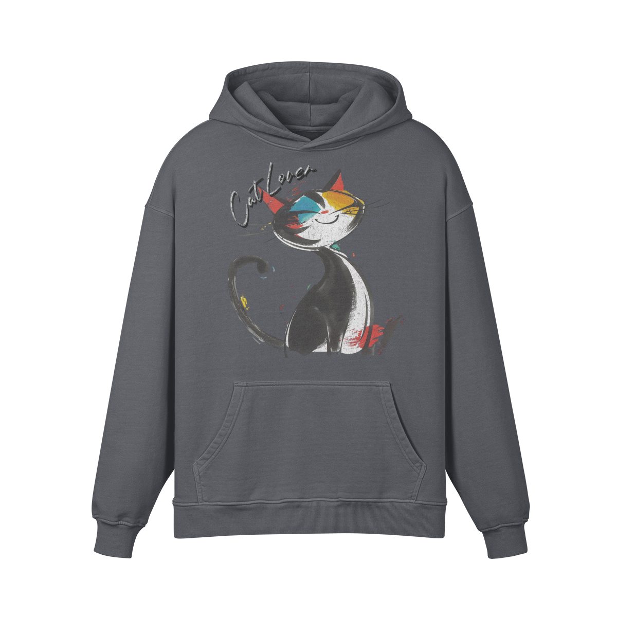 Premium Hoodie washed out look Katzen print "Cat Lover" - ASIA-Shirts