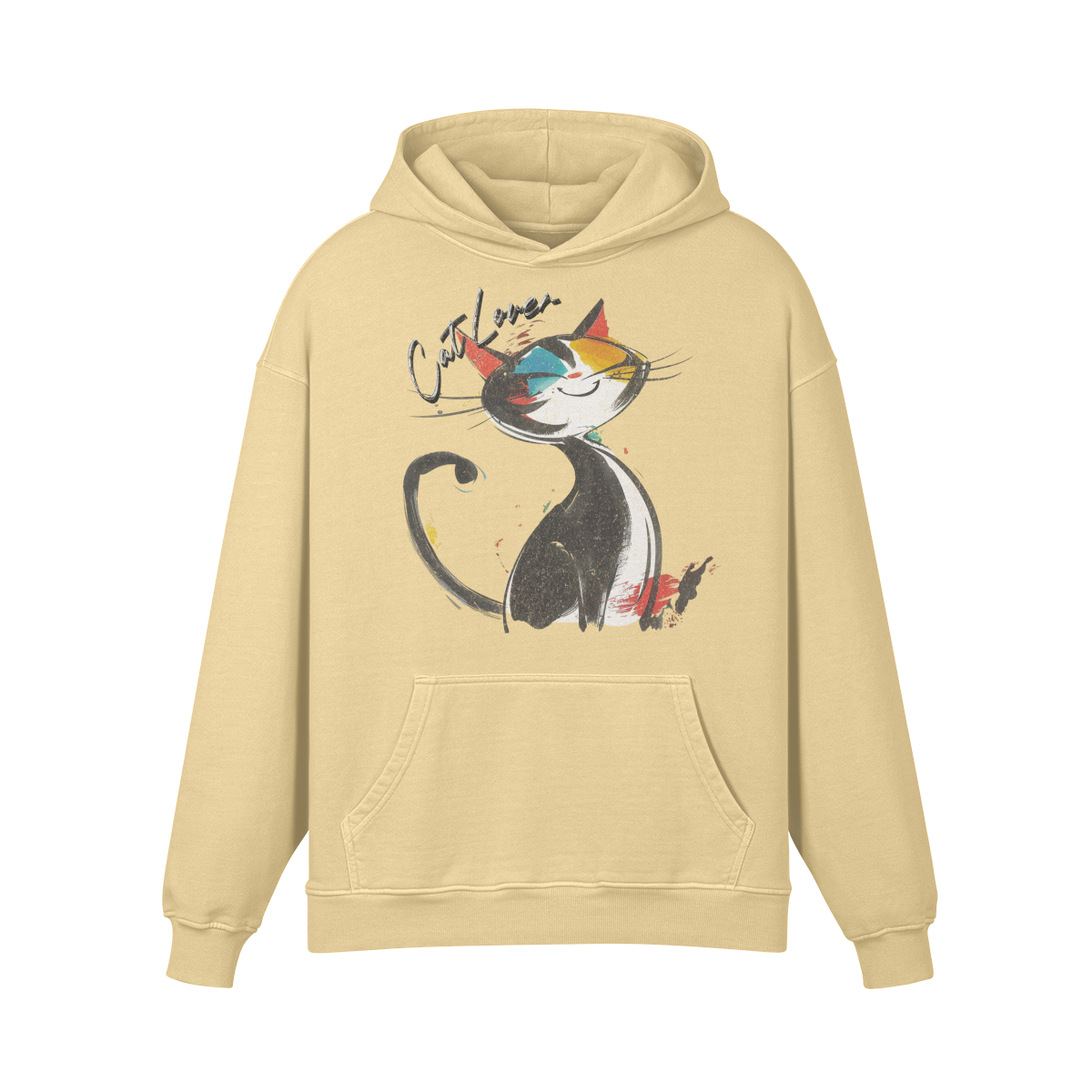 Premium Hoodie washed out look Katzen print "Cat Lover" - ASIA-Shirts