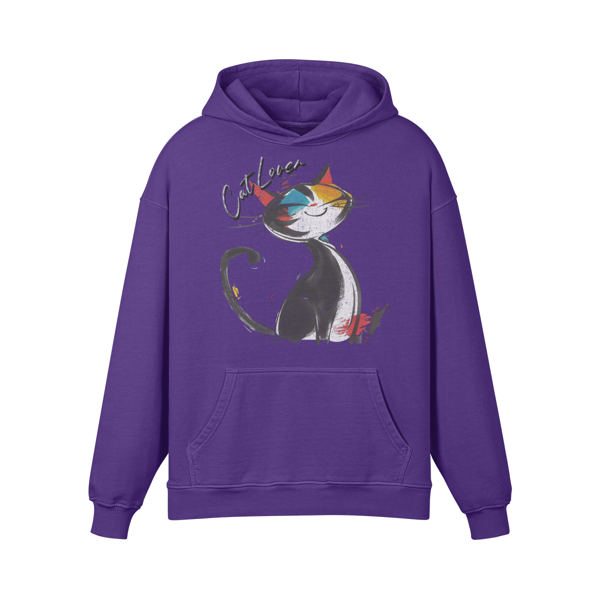 Premium Hoodie washed out look Katzen print "Cat Lover" - ASIA-Shirts