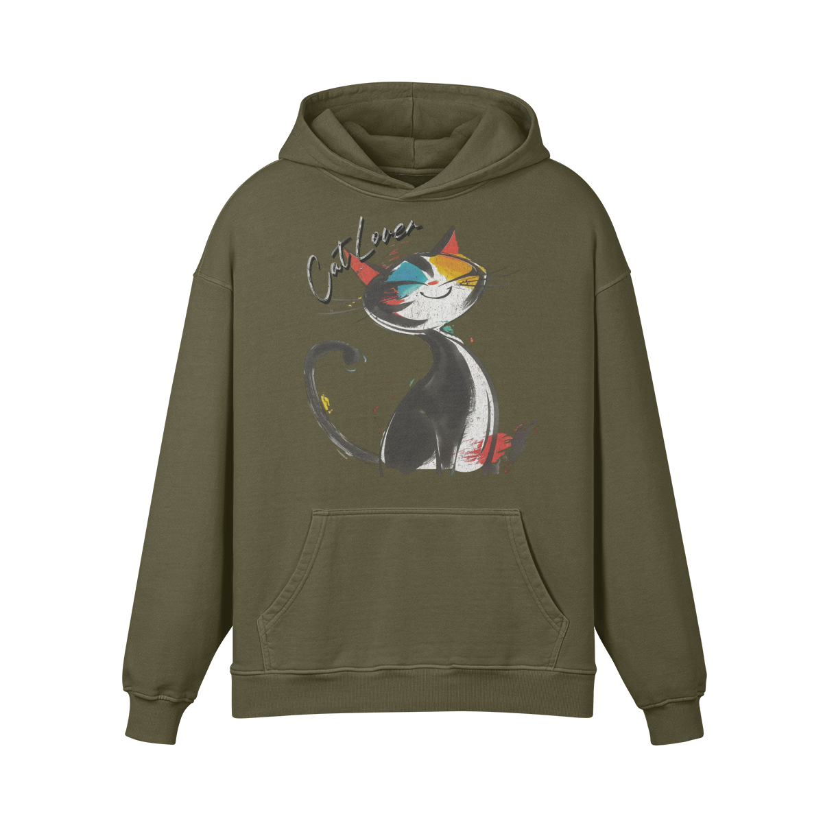 Premium Hoodie washed out look Katzen print "Cat Lover" - ASIA-Shirts