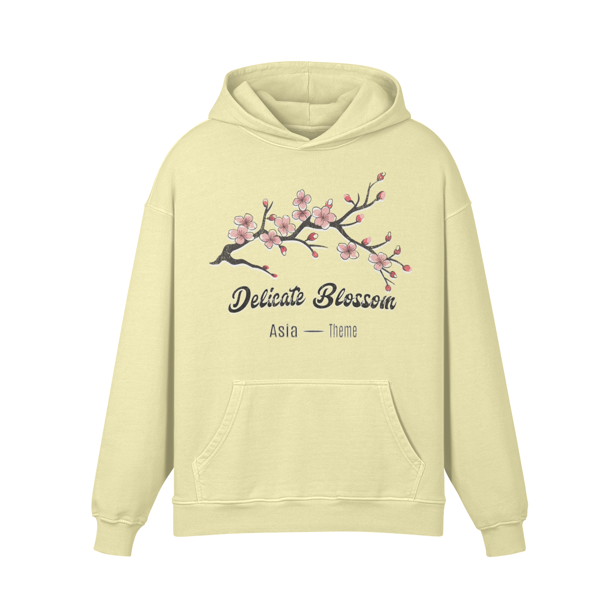Premium Hoodie washed out look "Asia Spirit" Cherry Blossom print - ASIA-Shirts