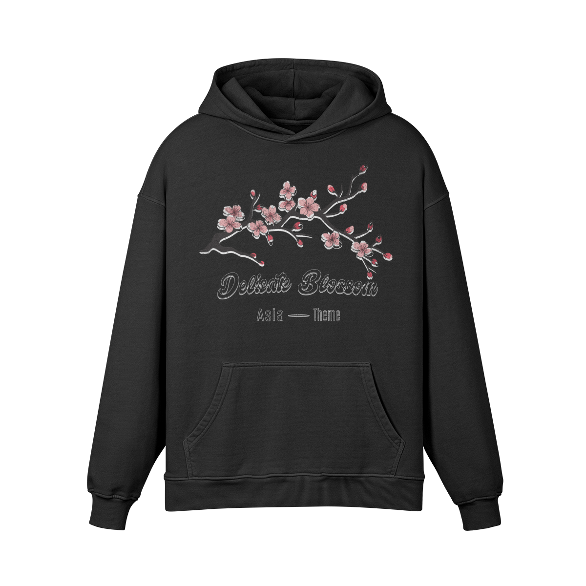 Premium Hoodie washed out look "Asia Spirit" Cherry Blossom print - ASIA-Shirts
