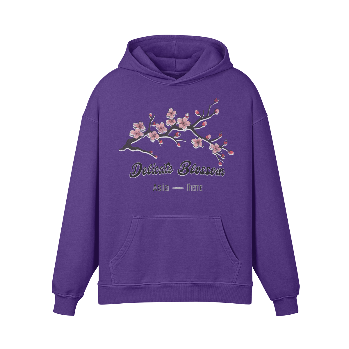 Premium Hoodie washed out look "Asia Spirit" Cherry Blossom print - ASIA-Shirts