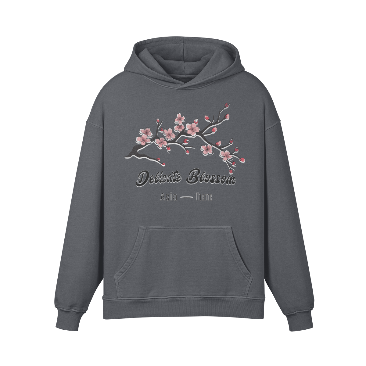 Premium Hoodie washed out look "Asia Spirit" Cherry Blossom print - ASIA-Shirts