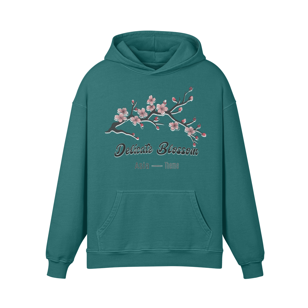 Premium Hoodie washed out look "Asia Spirit" Cherry Blossom print - ASIA-Shirts