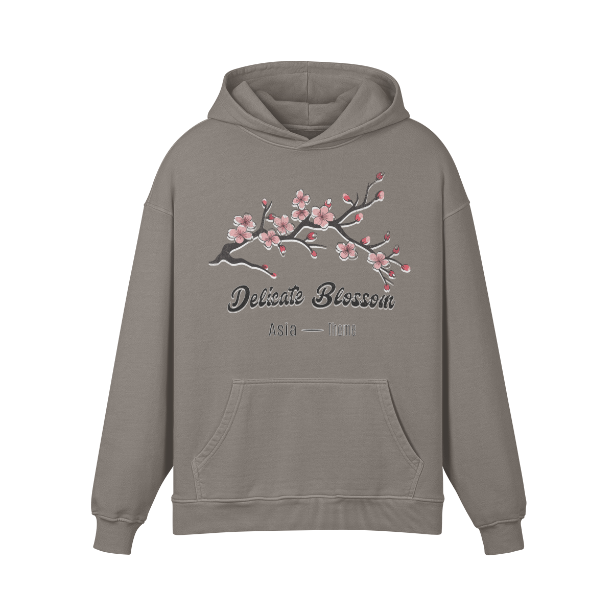 Premium Hoodie washed out look "Asia Spirit" Cherry Blossom print - ASIA-Shirts