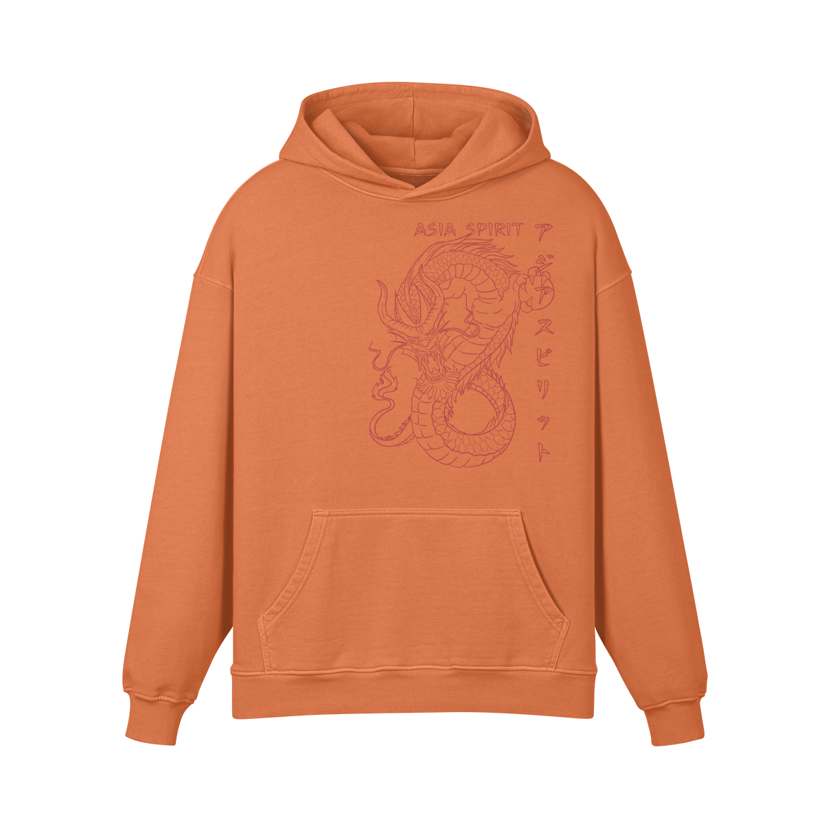 Premium Hoodie washed out look "Japan Dragon" print - ASIA-Shirts