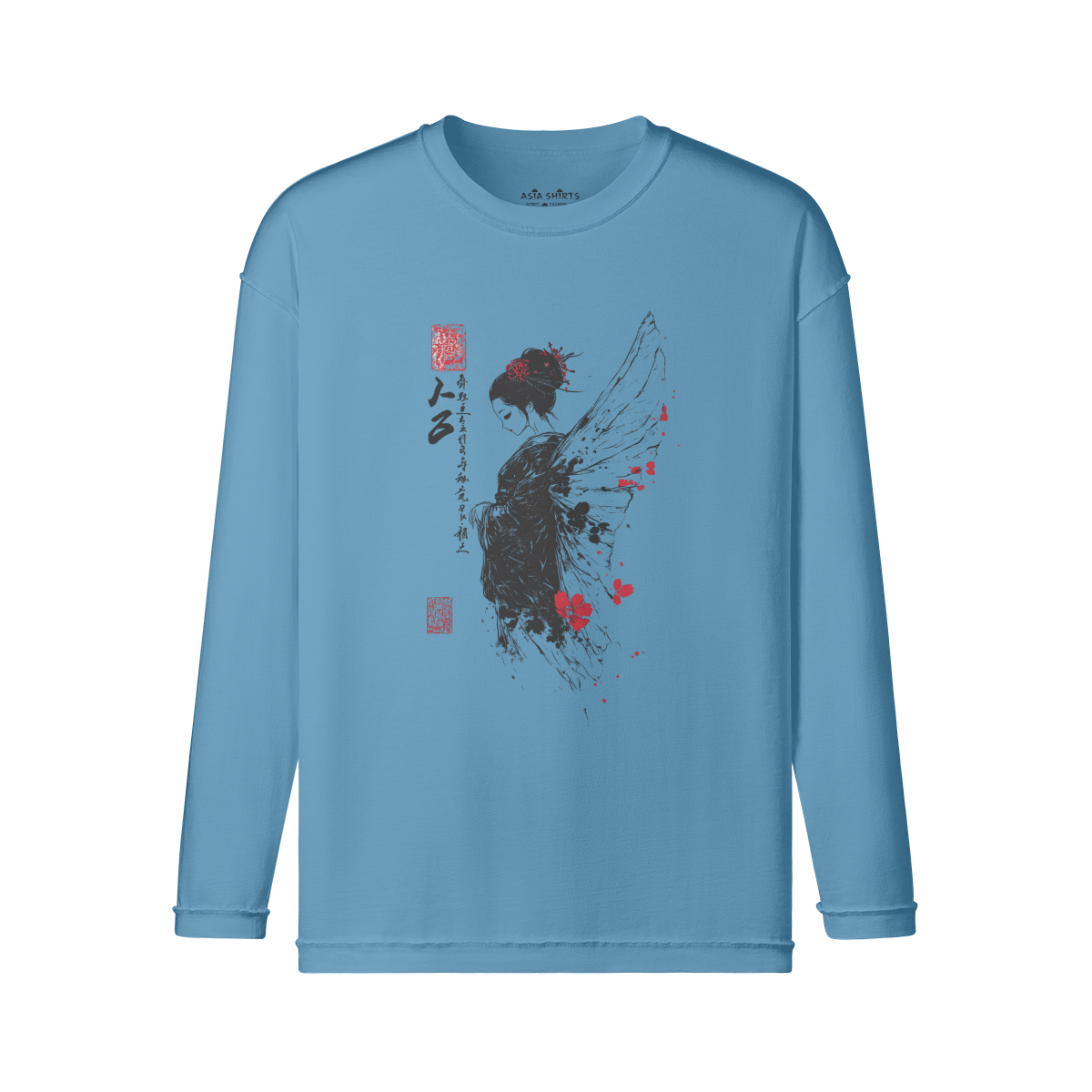 Geisha Engel Langarm Vintage print Shirt - ASIA-Shirts