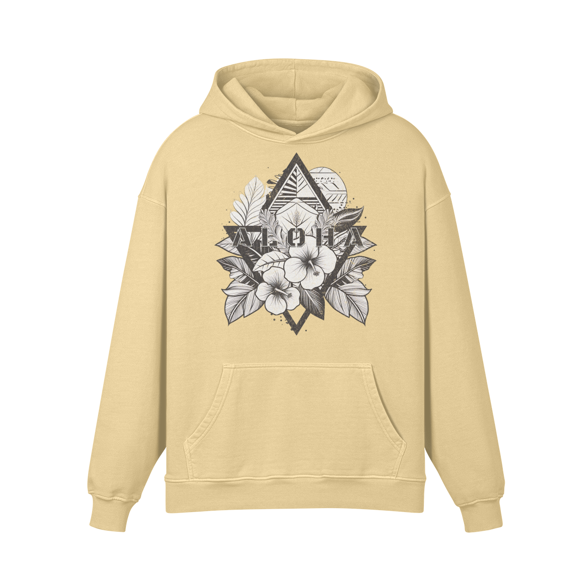 Premium Hoodie washed out look "ALOHA" print - ASIA-Shirts