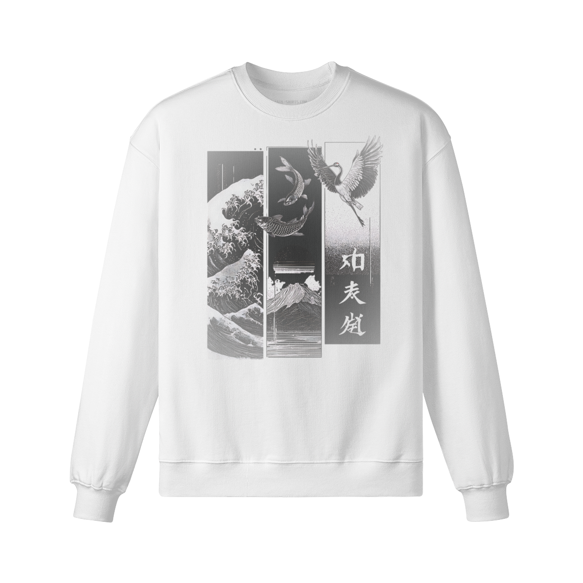 Dark Edition „Koi & Kranich“ – Oversized Sweatshirt – Navy – Japan Art – Ansicht 2
