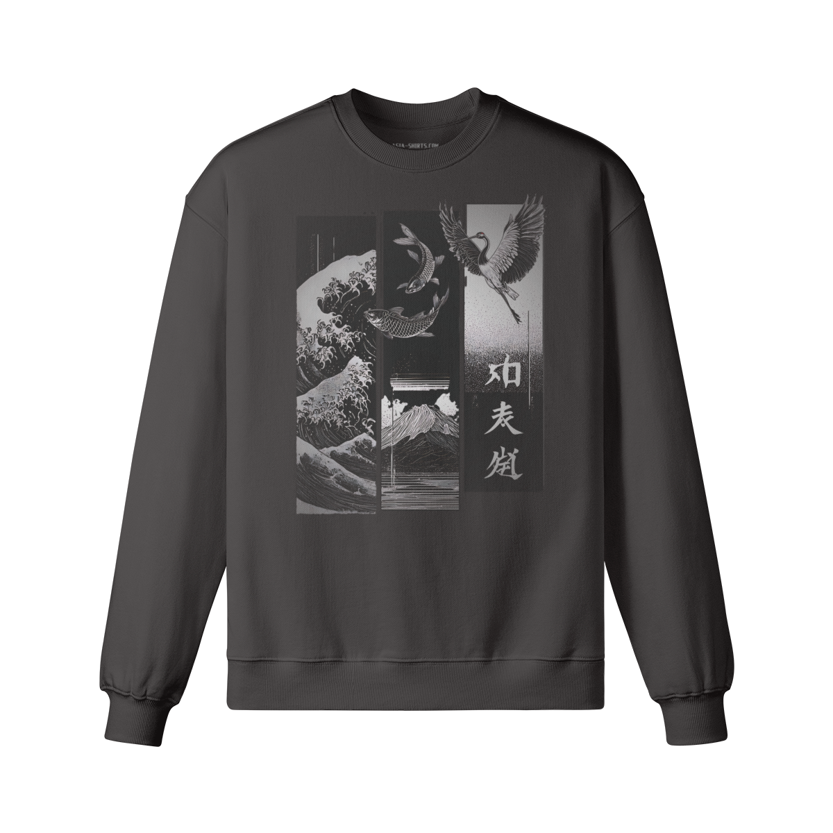 Dark Edition „Koi & Kranich“ – Oversized Sweatshirt – Apricot – Japan Art – Ansicht 8