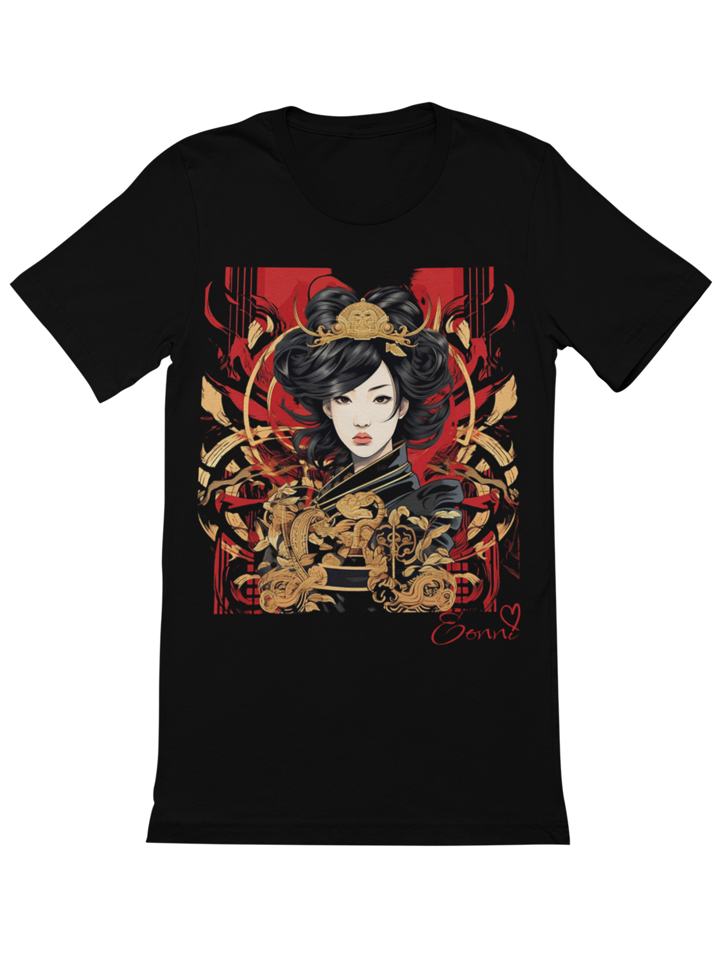 Geisha im Kimono mit goldenen Ornamenten Japan Bio T-Shirt 1003