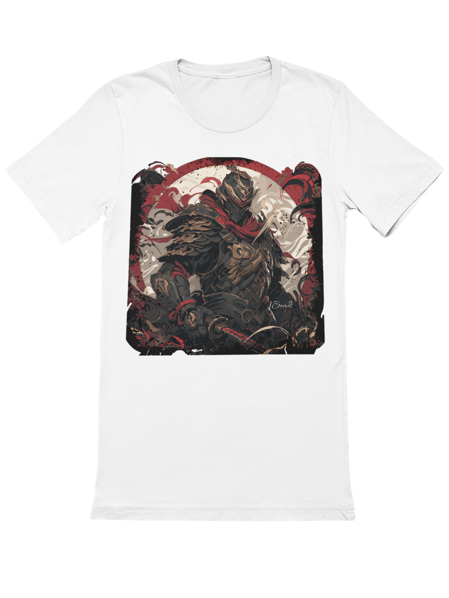Demon in Samurai-Ruestung und Helm mit Katana Japan Bio T-Shirt 1012