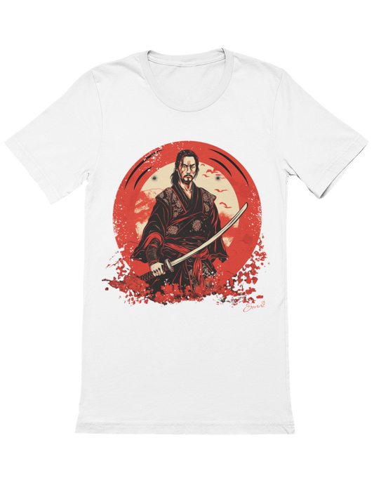 Samurai im Kimono mit Katana in blutigem Nebel Japan Bio T-Shirt 1059
