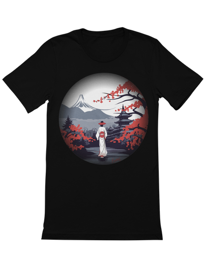 Japan Elemente Pagode Fuji Kirschbluete Geisha Bio T-Shirt 1075