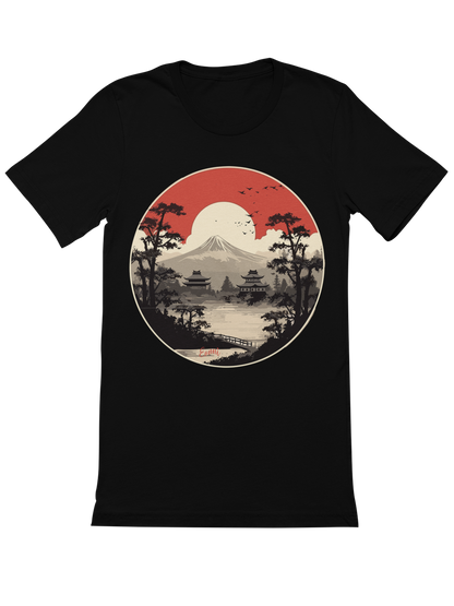 Landschaft mit Pagoden vor Mount Fuji Japan Bio T-Shirt 1079