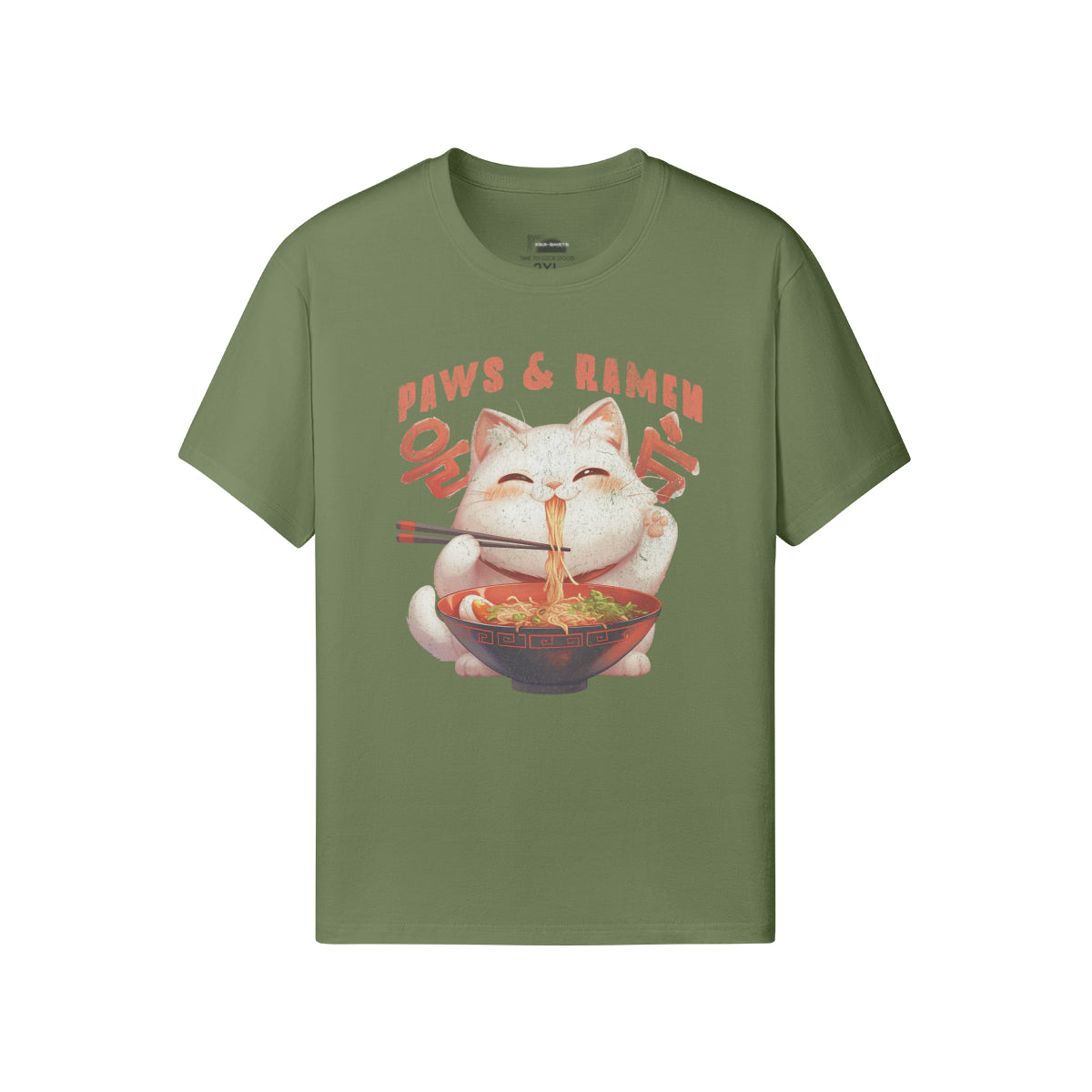 Ausgefallenes T-Shirt für Männer und Damen mit Katzen print "Paws and Ramen"-ASIA-Shirts