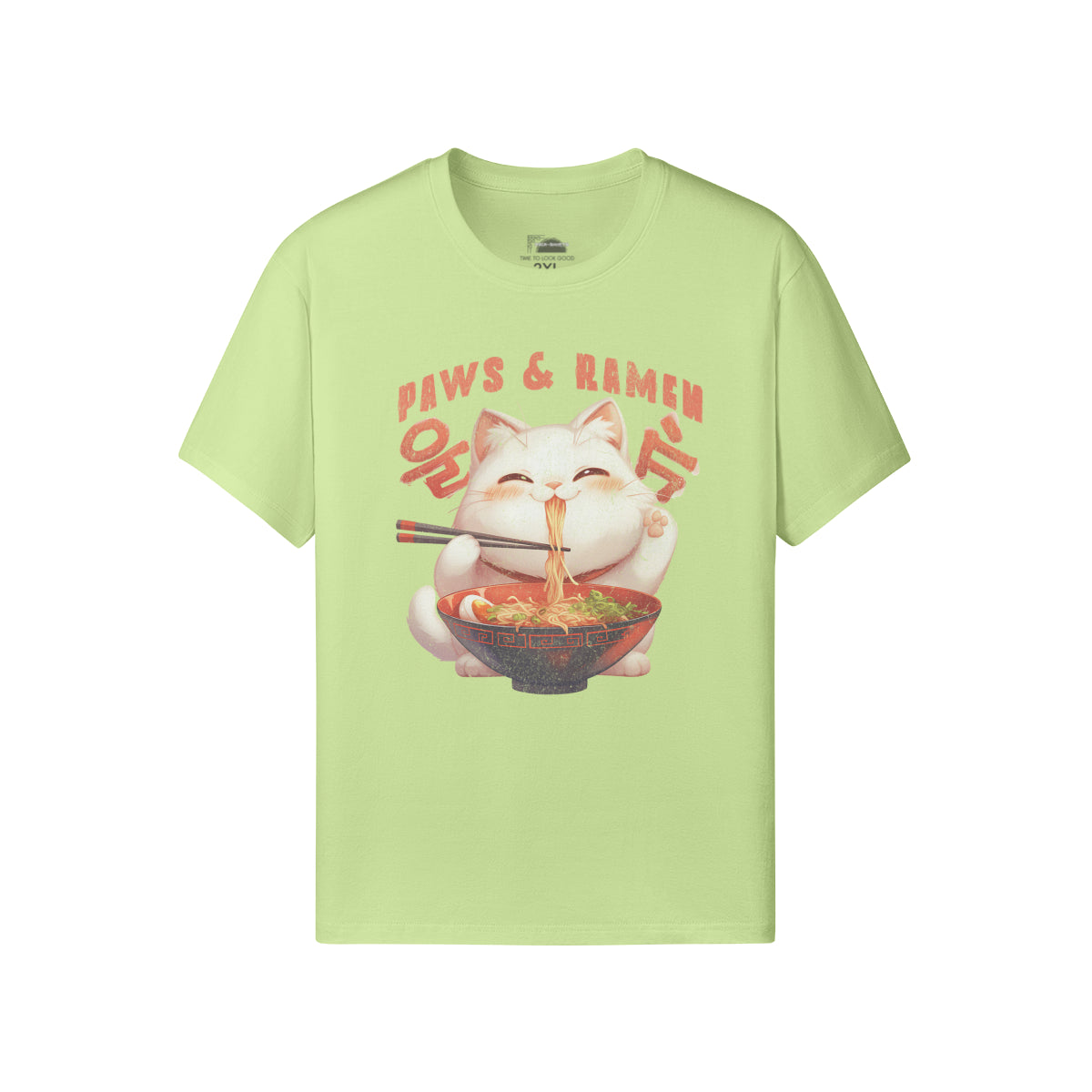 Ausgefallenes T-Shirt für Männer und Damen mit Katzen print "Paws and Ramen"-ASIA-Shirts