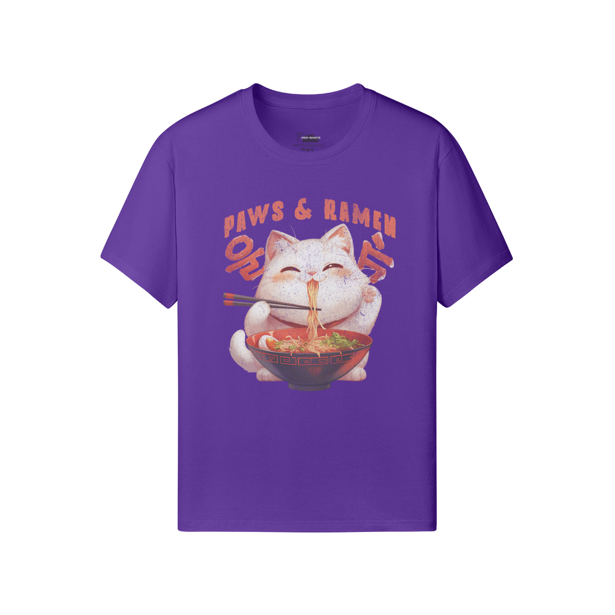Ausgefallenes T-Shirt für Männer und Damen mit Katzen print "Paws and Ramen"-ASIA-Shirts