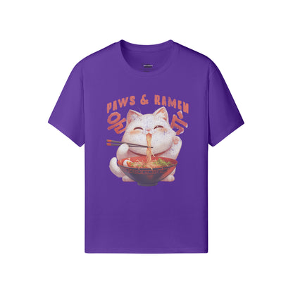 Ausgefallenes T-Shirt für Männer und Damen mit Katzen print "Paws and Ramen"-ASIA-Shirts