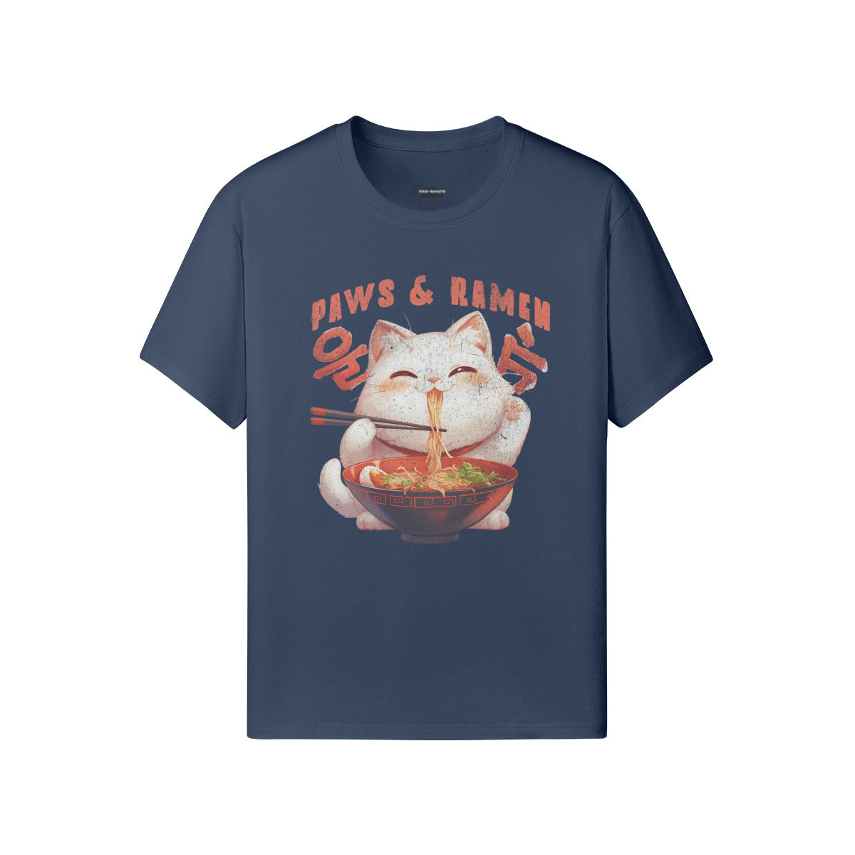 Ausgefallenes T-Shirt für Männer und Damen mit Katzen print "Paws and Ramen"-ASIA-Shirts
