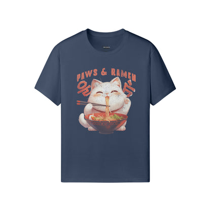 Ausgefallenes T-Shirt für Männer und Damen mit Katzen print "Paws and Ramen"-ASIA-Shirts