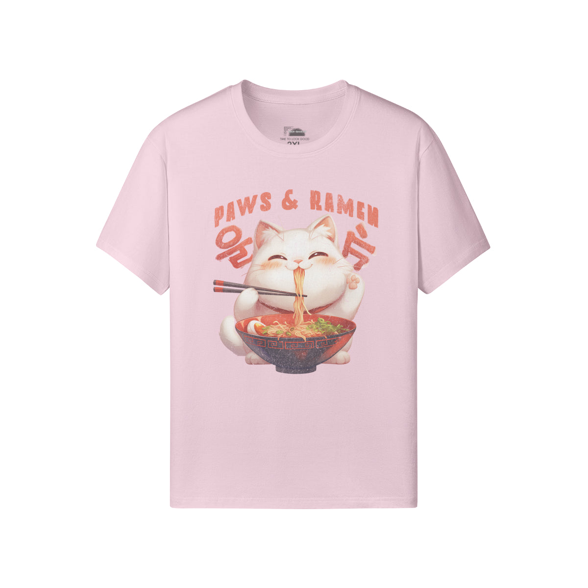 Ausgefallenes T-Shirt für Männer und Damen mit Katzen print "Paws and Ramen"-ASIA-Shirts