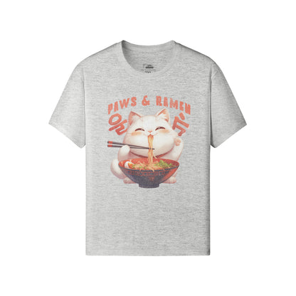 Ausgefallenes T-Shirt für Männer und Damen mit Katzen print "Paws and Ramen"-ASIA-Shirts