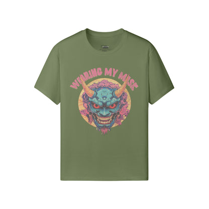 Ausgefallenes T-Shirt für Männer und Damen mit Oni Mask print-ASIA-Shirts