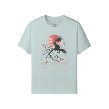 Ausgefallenes T- Shirt "Meow to the Moon" Katzen print-ASIA-Shirts