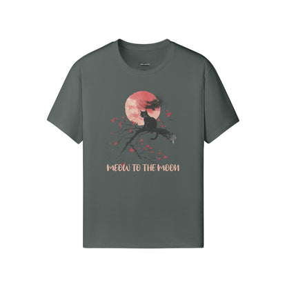 Ausgefallenes T- Shirt "Meow to the Moon" Katzen print-ASIA-Shirts
