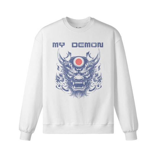 Heavy Oversized Sweatshirt mit Oni Mask "My Demon" print-ASIA-Shirts ASIA-Shirts