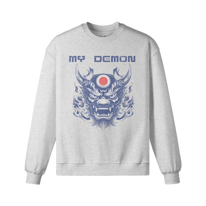 Heavy Oversized Sweatshirt mit Oni Mask "My Demon" print-ASIA-Shirts