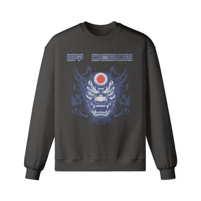 Heavy Oversized Sweatshirt mit Oni Mask "My Demon" print-ASIA-Shirts