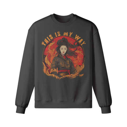 Heavy Oversized Sweatshirt Geisha print-ASIA-Shirts ASIA-Shirts
