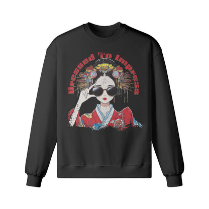 Heavy Oversized Sweatshirt Geisha "dress to impress! print-ASIA-Shirts