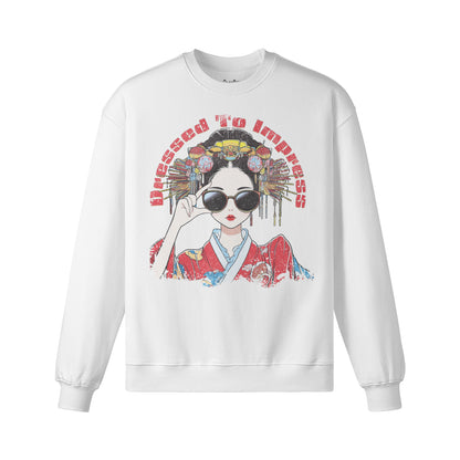 Heavy Oversized Sweatshirt Geisha "dress to impress! print-ASIA-Shirts