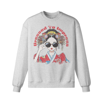 Heavy Oversized Sweatshirt Geisha "dress to impress! print-ASIA-Shirts