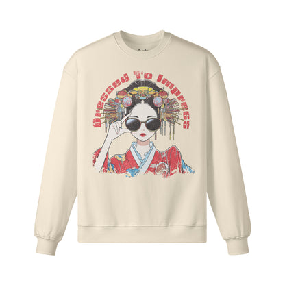 Heavy Oversized Sweatshirt Geisha "dress to impress! print-ASIA-Shirts