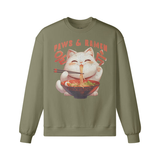 Heavy Oversized Sweatshirt mit Katzen print "Paws and Ramen"-ASIA-Shirts ASIA-Shirts
