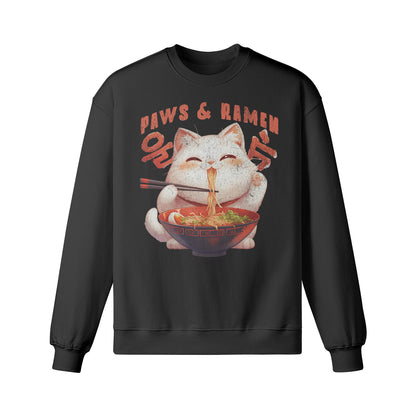 Heavy Oversized Sweatshirt mit Katzen print "Paws and Ramen"-ASIA-Shirts